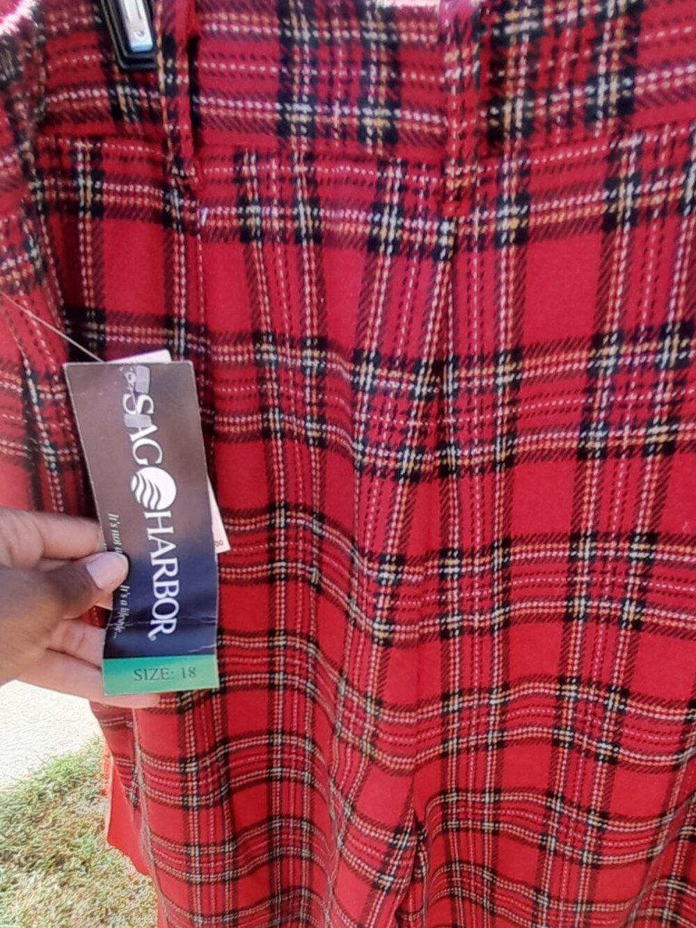 NWT Vintage Sag Harbor Red Plaid Culotte Shorts Size 18 Dark Academia Tartan
